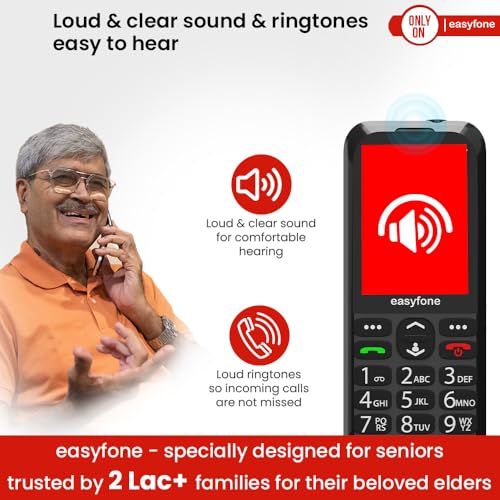 Image of Easyfone Elite 4G Phone for Seniors | 2.8 inch Big Screen | Loud Sound | Big & Talking Buttons | USB-C & Dock Charger | SOS | Photo Speed Dial | FM | Customizable Menu