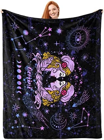 Gemini Constellation Blanket Zodiac Sign Throw Blanket Astrology Flannel Throw Blanket Constellation Gifts Blanket for Women Men 50"X40"