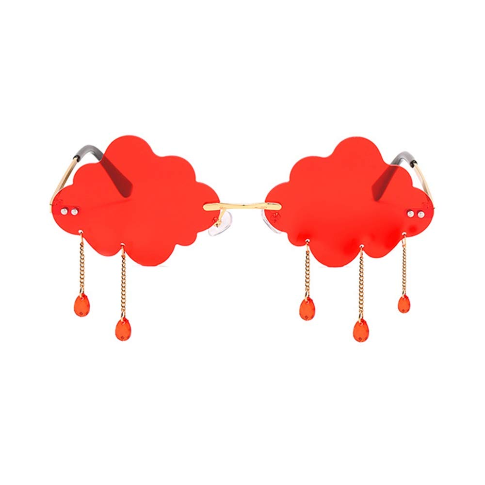 BOJOD Rimless Cute Sunglasses For Women Trendy Vintage Creative 90s Sunglasses Funny Cloud Shaped Disco Glasses