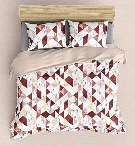Image of Geometric Bedsheet for Double Bed King Size Cotton, 1 Pure Cotton King Size Bedsheet with 2 Pillow Covers 108x108 Inches | 210 TC Super King Size Bedsheet (Brown)