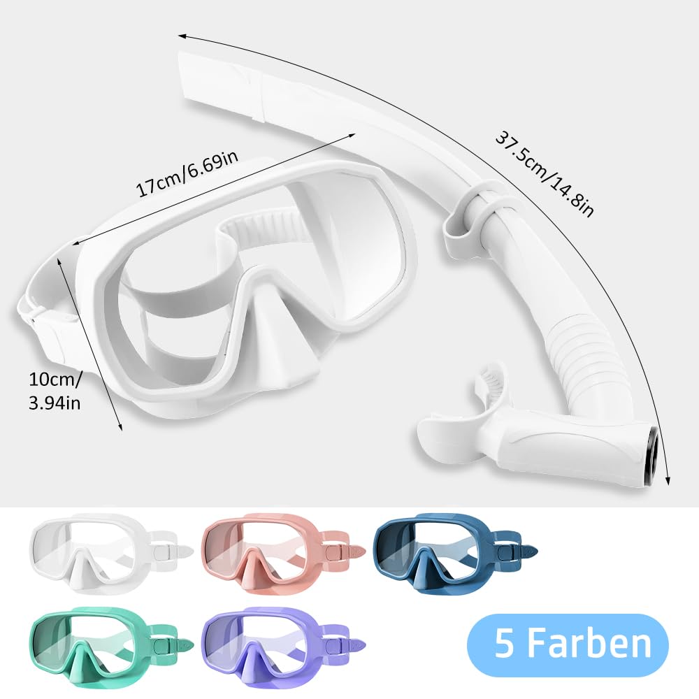 Occhiali da sub con boccaglio, set da snorkeling per adulti con anti appannamento e bordo in silicone a due strati, set da snorkeling, maschera panoramica a 180°, perfetti per snorkeling e