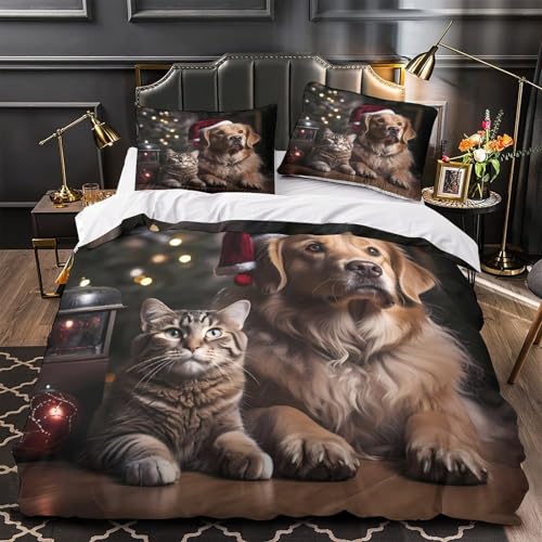 Housse de couette hypoallergique chien de Noël lit single - 2