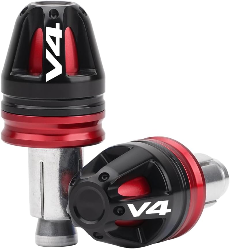 Motorcycle Handlebar End Caps For Multistrada V4/V4S/V4 Rally Diavel V4 Streetfighter V4S/V4 Panigale V4/V4S/V4R Superleggera V4 7/8” Bars 17mm Diameter Accessories (Red)