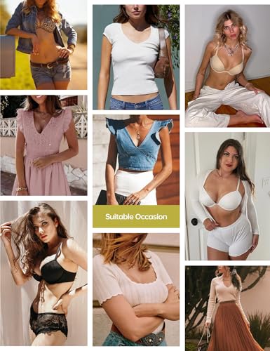 WingsLove Push Up Bra Sexy Deep V Plunge Add 2 Cups Bras Underwire T-Shirt Bra Multiway Nude - Image 6