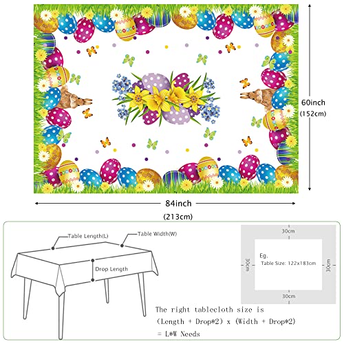 Cuteiush Easter Egg Rectangle Tablecloth Waterproof Fabric Happy Easter Egg Table Cover 60X84Inch Easter Spring Party Holiday Table Cloth Protector 60X84Inch For Home Kitchen Dinning Decoration #TOP1