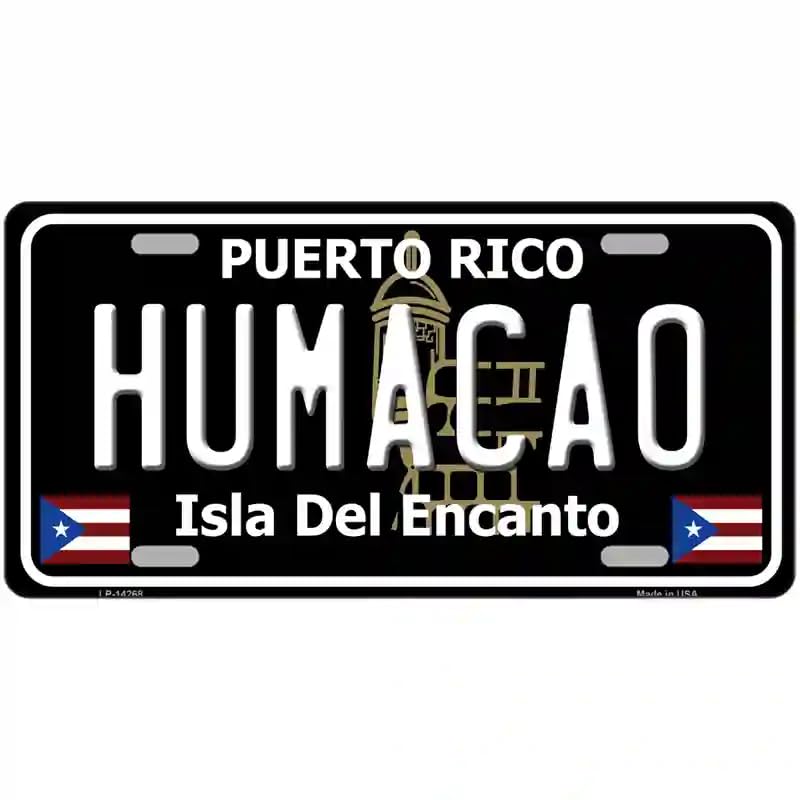 Humacao Puerto Rico Metal License Plate Car Decor (Black)