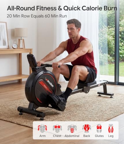 Image of Wenoker Rowing Machine for Home, Magnetic Rower Machine, 350 LB Weight Capacity, 16-Level Silent Resistance Row Machine for Gym Exercise