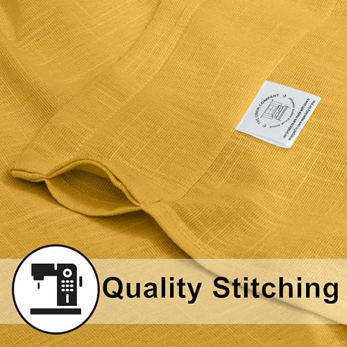 Image of THE LINEN COMPANY Cotton Linen Solid Sheer Window Curtain with Rod Pocket Design, 4 Feet Length, Lightweight Breathable Fabric, Elegant Mustard Color, Living Room & Bedroom Curtain, Pack of 1.