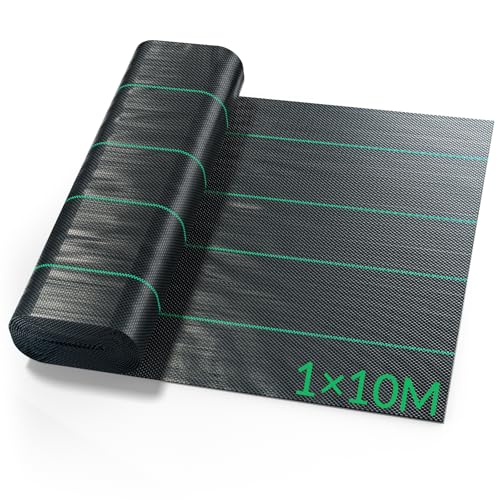 Velway Malla Antihierbas Jardin 1x10M - 100g/m² Tela para Control de maleza para Huerto Tejido Permeable al Agua Estabilización Rayos UV Barreras contra Malezas