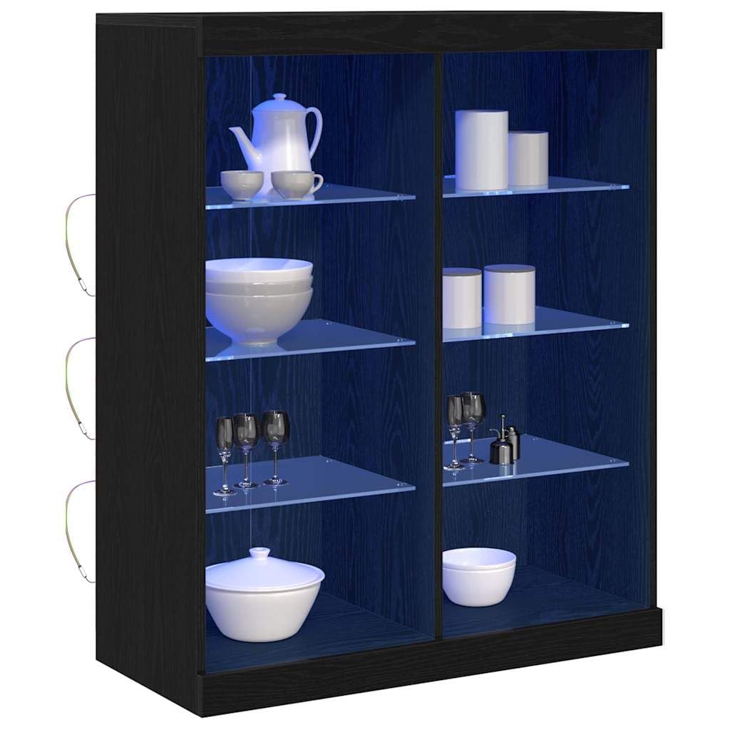 Vidaxl Led Sideboard Black Oak 41 X 37 X 100 Cm Engineered Wood