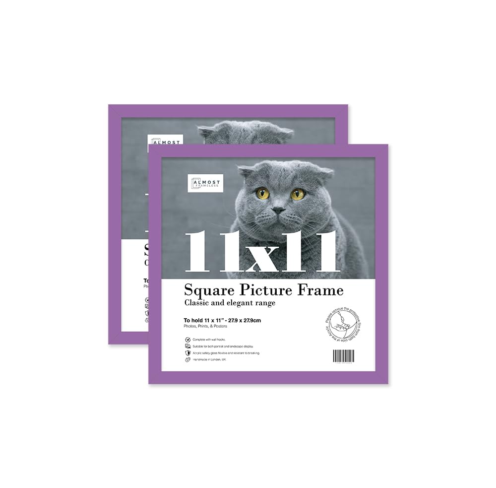 Almost Frameless 11x11 Purple Picture Frame Set of 2, Display 11x11 Picture Gallery Wall, Poster, Photo, Artwork, or Print, Purple, Square โ image 1