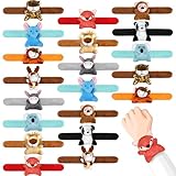 XIPEGPA 20 PCS Stuffed Animal Slap Bracelets Plush Slap Bracelets Toy Bulk for Boys Girls Birthday Gifts Classroom Rewards Party Favors (Jungle Animal)
