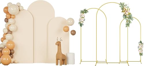 FANPROMS Cubierta de arco de elastano naranja de 6 pies, cubierta de arco de boda, cubierta de arco de tela ajustada, telón de fondo elástico para