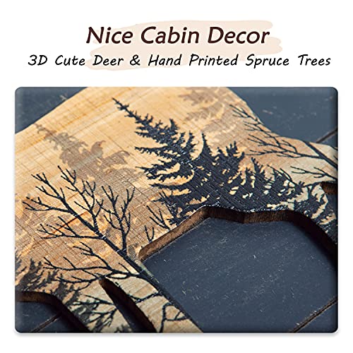 Nikky Home Cabin Wall Decor, 3D Deer Elk Rustic Wooden Forest Mountain Woodland Wildlife Lodge Animal Picture Art Bathroom Decor, 16 X 12 Inches #TOP3