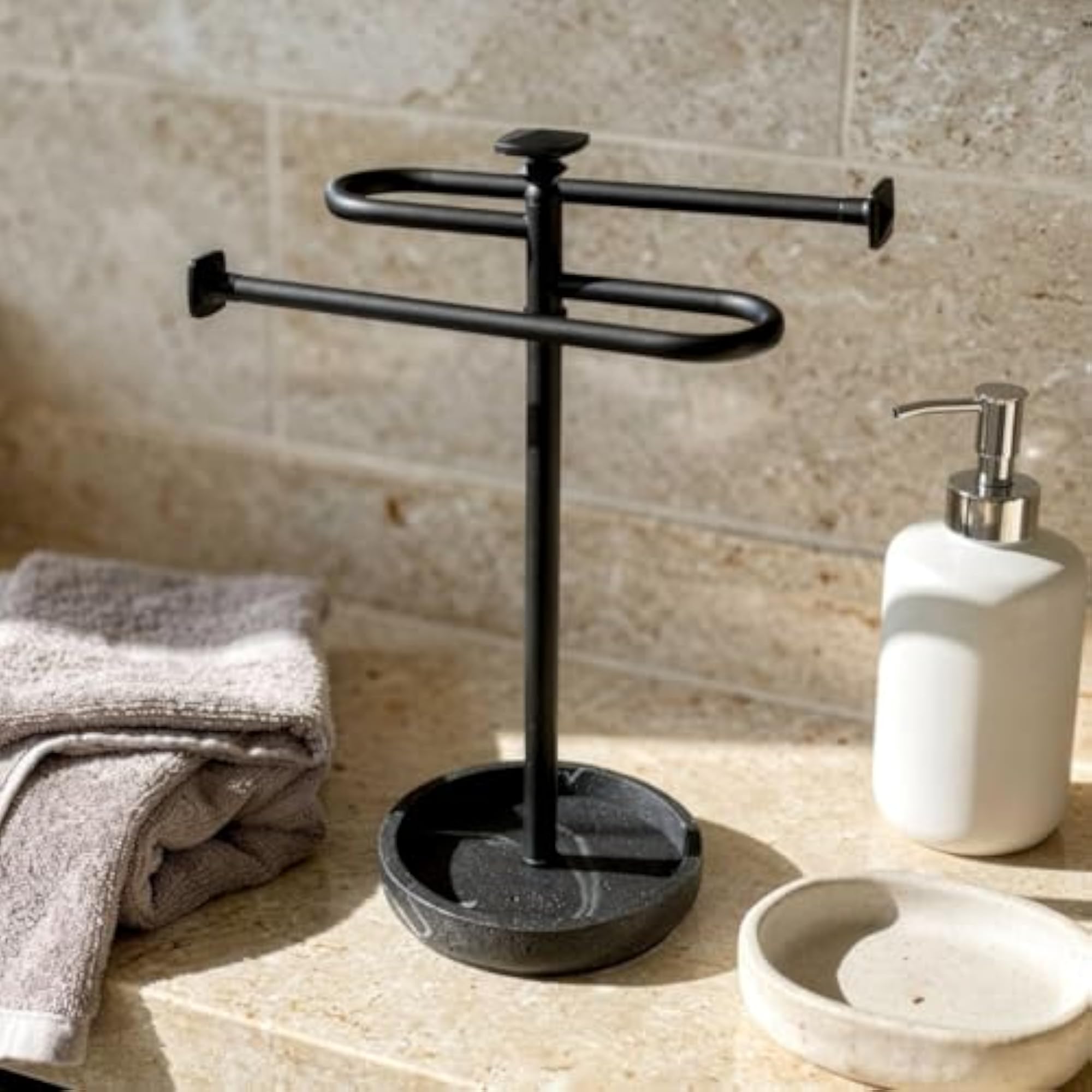 Halo Hand Towel Stand - 1pc with Metal & Resin