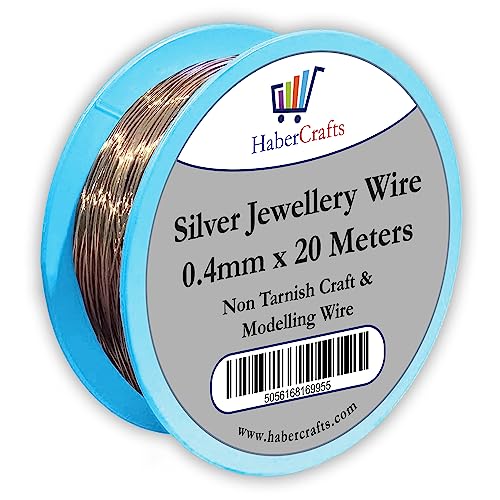 Jewellery Wire Tarnish Proof Brass Bendable Metal Wire for Jewellery Making Sculpting Modelling Crafts Wire Weaving & Wrapping (0.4mm x 20mt, Silver)