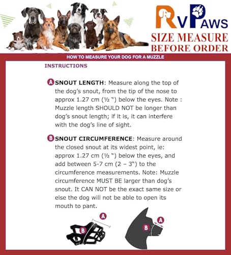 Image of Pups&Pets Dog Muzzle, Breathable Basket Muzzles for Stop Biting, Barking and Chewing, Best for Aggressive Dogs Black Color (Small)