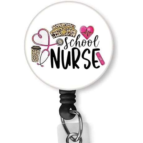 School Nurse Retractable Badge Reels with Alligator Clip