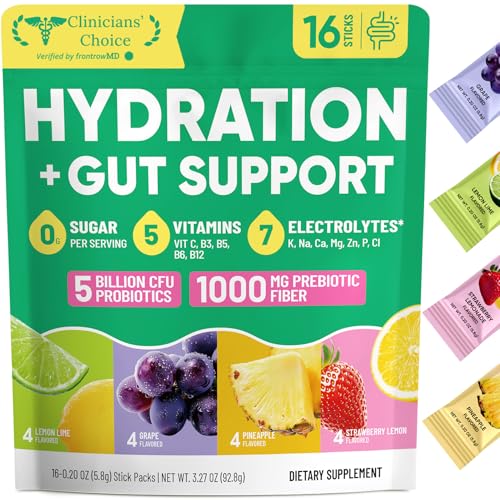 Venture Pal 2-in-1 Hydration Packets + Gut Health Electrolytes Powder - 7 Electrolytes & 5 Vitamins,...