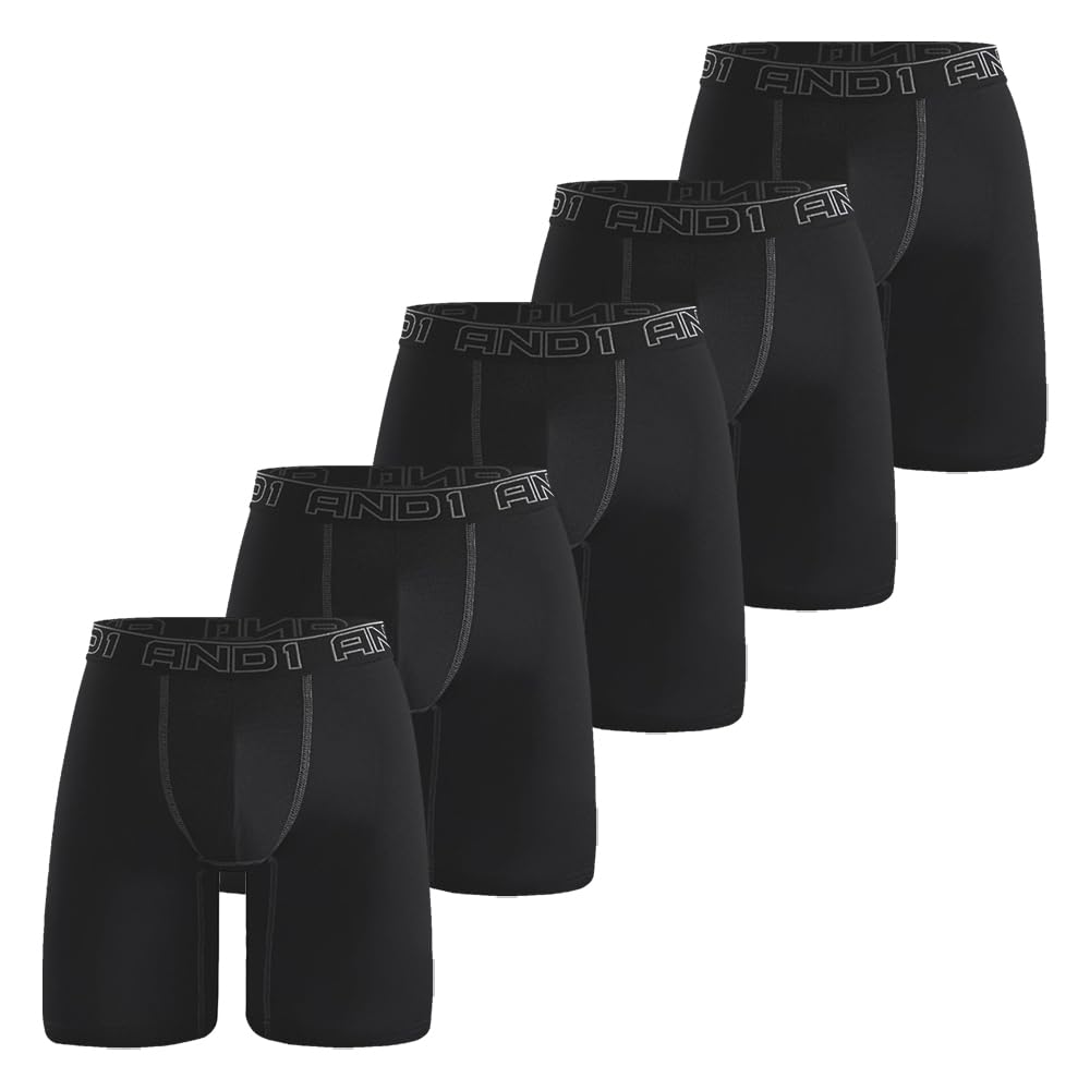 AND1 Sport Boxer Shorts 5 Pack Calzoncillos Hombre Calzoncillos Hombre Retro Boxer Brief Ropa Interior Deportiva Retro Pantalones con Pernera Normal o Larga
