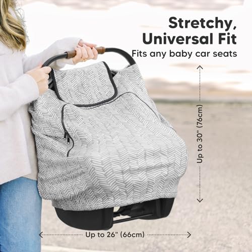 Image of KeaBabies Winter Car Seat Cover Baby, Newborn - Universal Fit Infant Carseat Covers Baby Girl, Boy, Breathable, Lightweight Blanket, Easy to Use Stroller Canopy, Rain, Wind, Sun Shade (Herringbone)