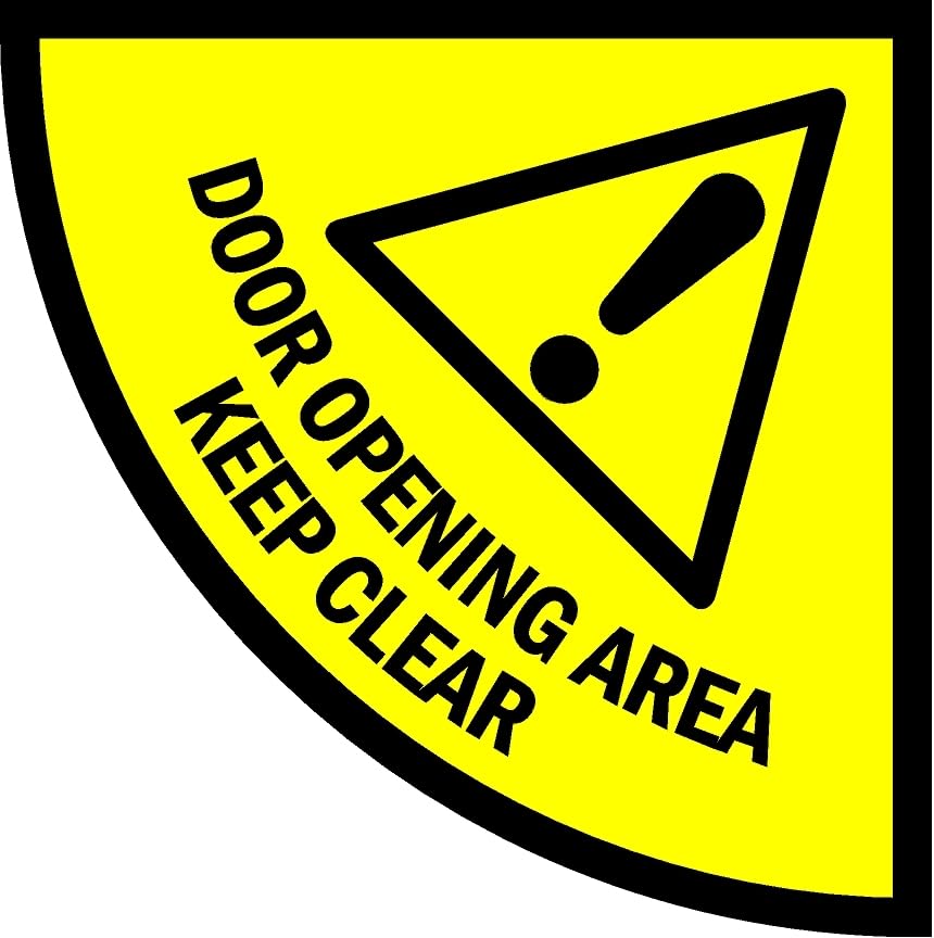 Door opening area keep clear door floor sticker - Self adhesive floor graphic (800mm x 800mm)