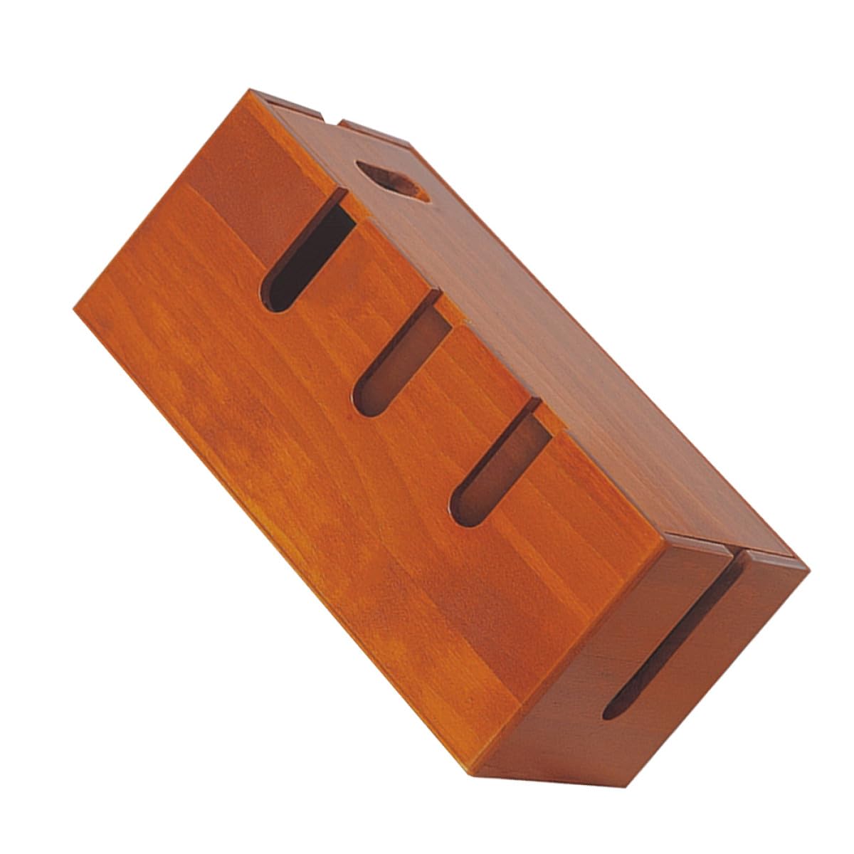 Healeved Scatola Organizer per Cavi da Scrivania in Legno Marrone, Contenitore per Prese e Caricabatterie Design Moderno e Semplice, per Ufficio e Casa