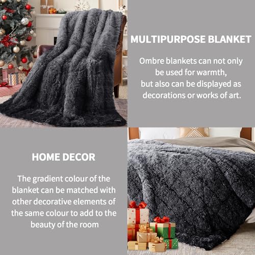 Image of yescool Weighted Blanket for Adults (20 lbs, 60 inch x 80 inch, Obsidian Black) Heavy Blanket for Sleeping Perfect for 140-160 lbs, Queen Size Faux Fur Blanket with Premium Glass Bead