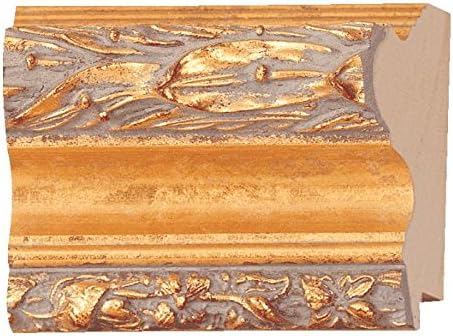 Picture Frame Moulding (Wood) 100ft Bundle - Ornate Gold Finish - 2.5" Width - 3/8" Rabbet Depth