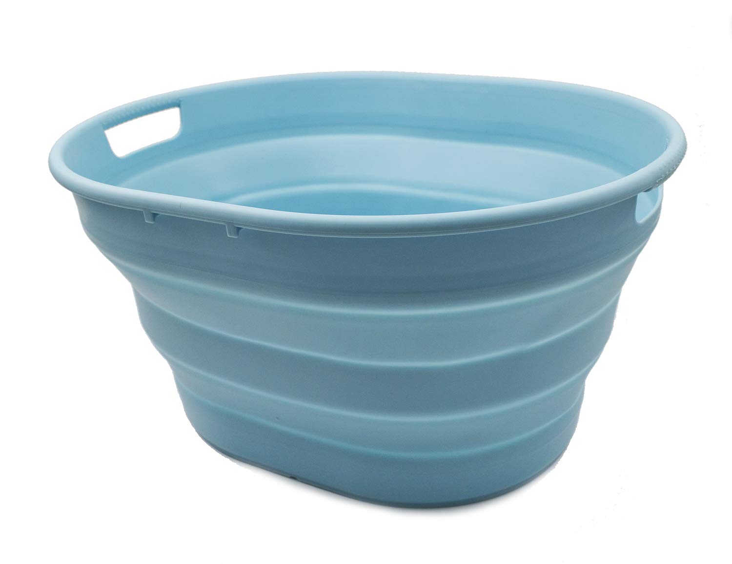 SAMMART 25L Collapsible Oval Laundry Basket/Tub - Foldable Storage Container - Portable Washing Bin - Space Saving Hamper (Sea Angel)