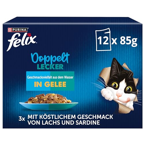FELIX Sensations Saucen Nassfutter für Katzen Geschmacksvielfalt aus dem Wasser 12 Beutel