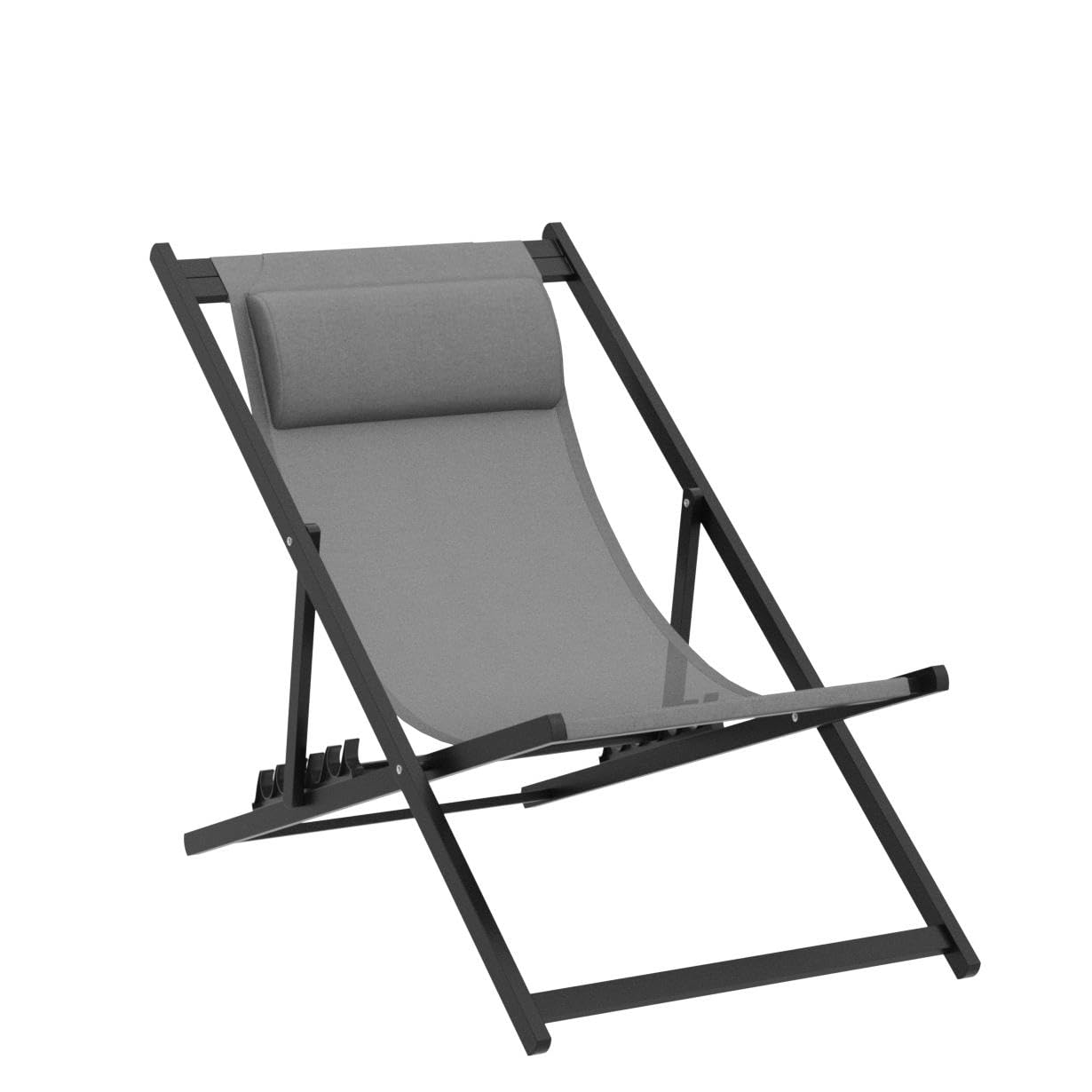 Mondeer Lot de 2 Chaise Longue Pliable, Coton Bains de Soleil Fauteuil Relax de Plage pour Intérieur et Extérieur Balcon Terrasse, 104D x 58 W x 95H cm, Gris