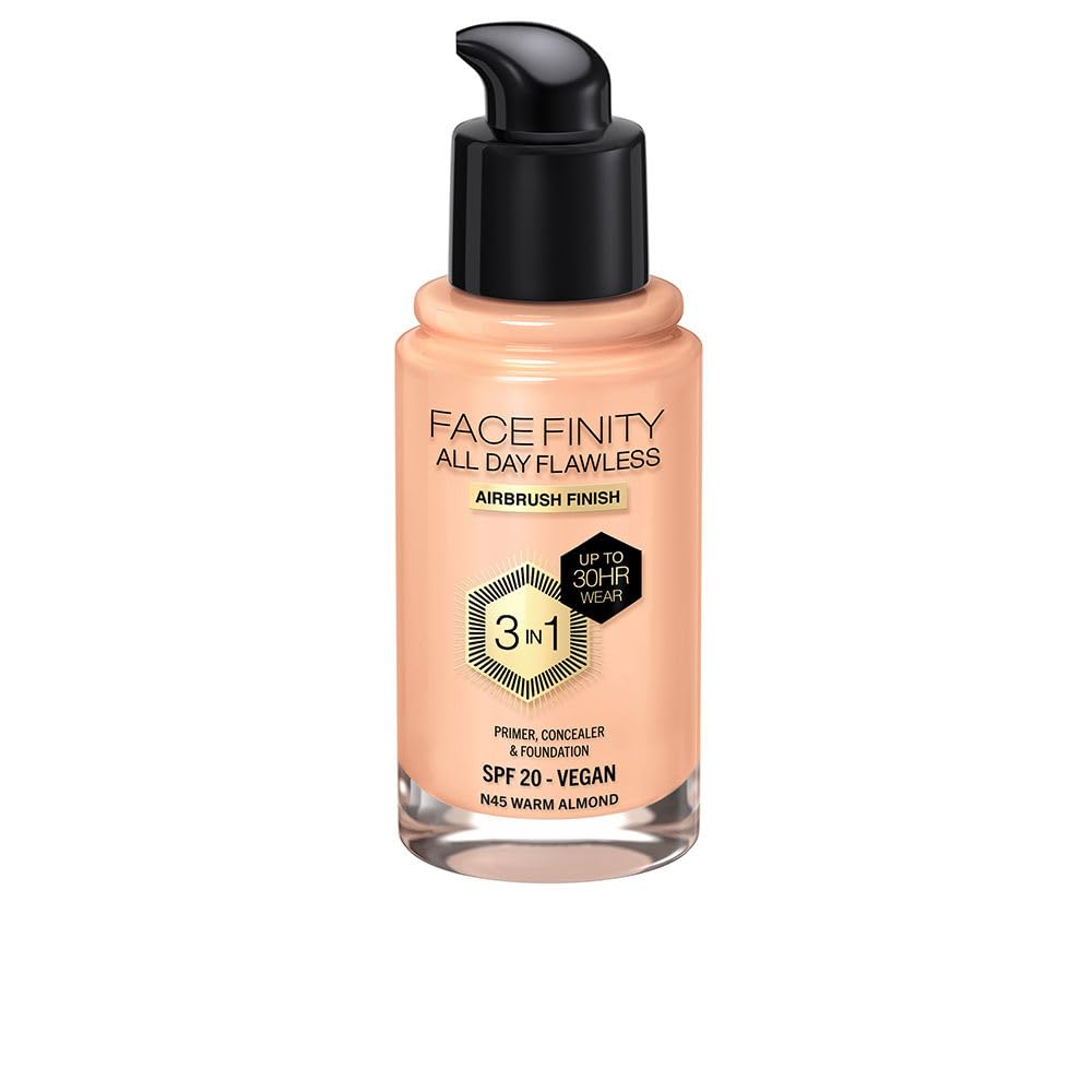 Max Factor All Day Flawless Foundation 45 Warm Almond 30ml