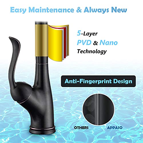 Appaso Patented Pull Down Kitchen Faucet With Sprayer Oil Rubbed Bronze - Single Handle Antique One Hole High Arc Pull Out Kitchen Sink Faucets And Soap Dispenser, #TOP4