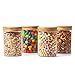 EZOWare 4 Piece Glass Airtight Jars Storage Canister Container Set with Bamboo Lid for Kitchen, Bathroom (30 FL OZ)