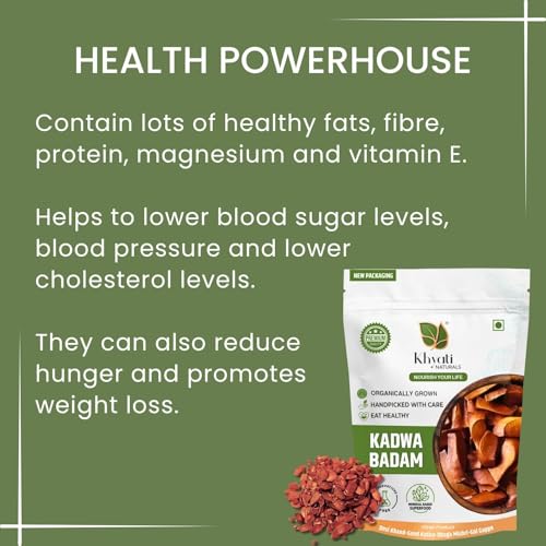 Image of Khyati Naturals Kadwa Badam | Premium Bitter Almonds | Sugar Badam Seeds for Diabetes | Sky Fruit Mahogany Seeds | Raw & Natural Superfood for Health, Cooking, Baking & Supplements (250g)