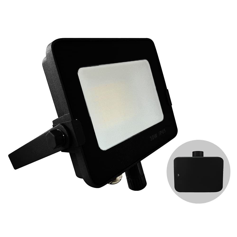 G.W.S® Infinity 30W 2700-3000Lms, Black Casing Outdoor IP65 Waterproof LED Floodlight with Photocell Dusk Till Dawn Sensor, Cool White (6000K), Energy Saving Security Light