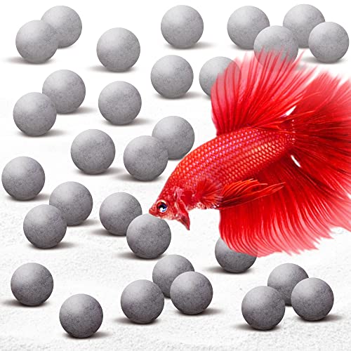 SunGrow Calcium-Rich Energy Balls, Fish Breeding Tank Cleaning Aid, Calcium Ball for Betta, Aquarium Tank Decor, Fish Activity Booster, Energy Source for Fish, Tank Accessories, 30 Pcs