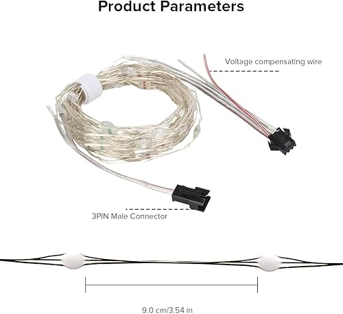 Miniatura 8 de SEZO Luces de hadas de Navidad con luces parpadeantes de color direccionables WS2812B IC de 16.4 pies, 50 LED, 5 V, luces de árbol de Navidad a todo