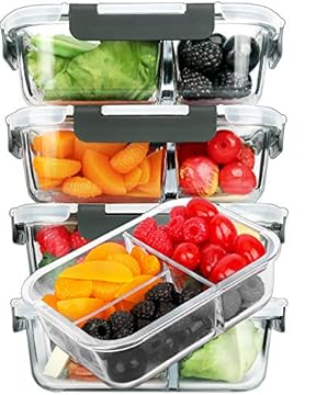 glass lunch box with compartments