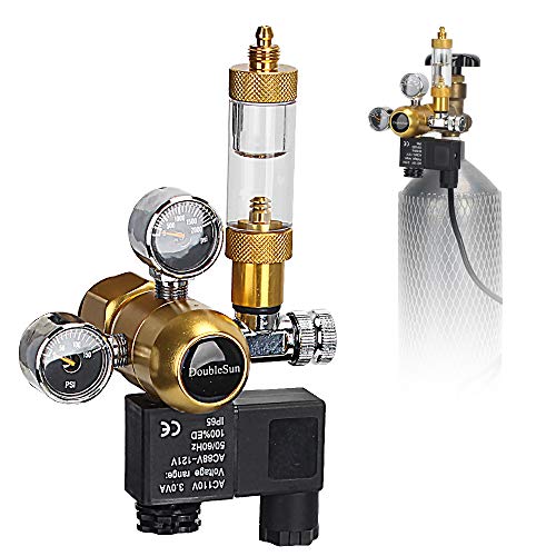 110V Solenoid Aquarium Regulator with Mini Dual Gauge Display and Bubble Counter Built-in