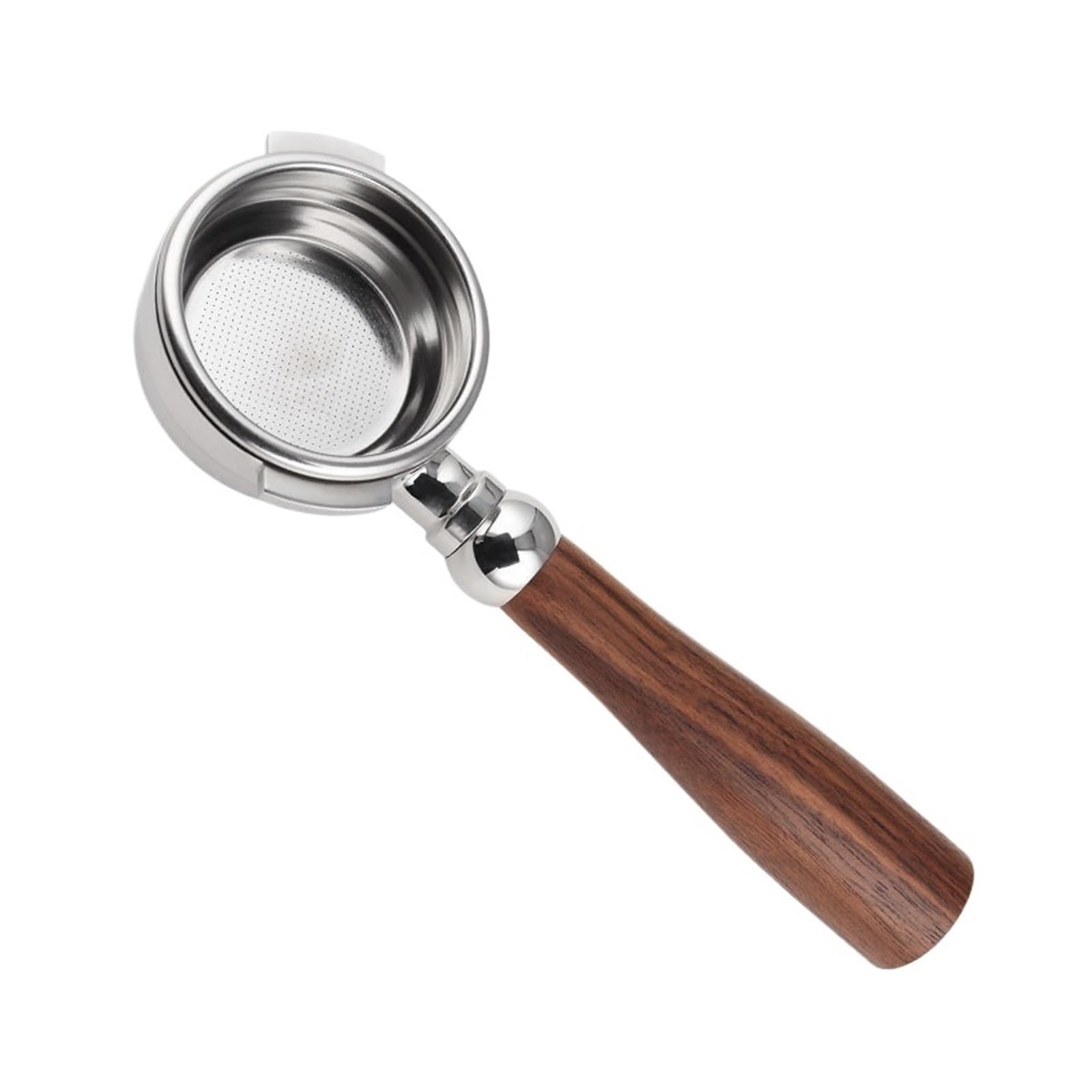 Accesorio De Café Con Mango De Madera, Compatible Con Bezzera, Filtro Sin Fondo For Cafetera De Acero Inoxidable Con Portafiltro De Dos Orejas De 58MM.(Walnut)