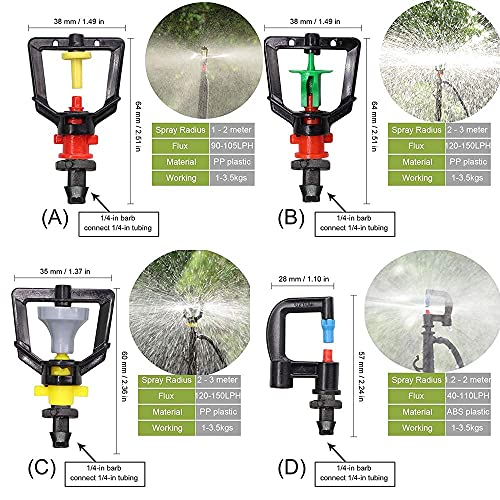 Image of DIY DIYC-10977 Crafts A-Z Types of Rotating Spinklers Drip Irrigation Rotation Nozzle Spray w / 1 /4'' Barb Connector Rotary Sprayer for Garden (2 Pcs Pack, U - Type)