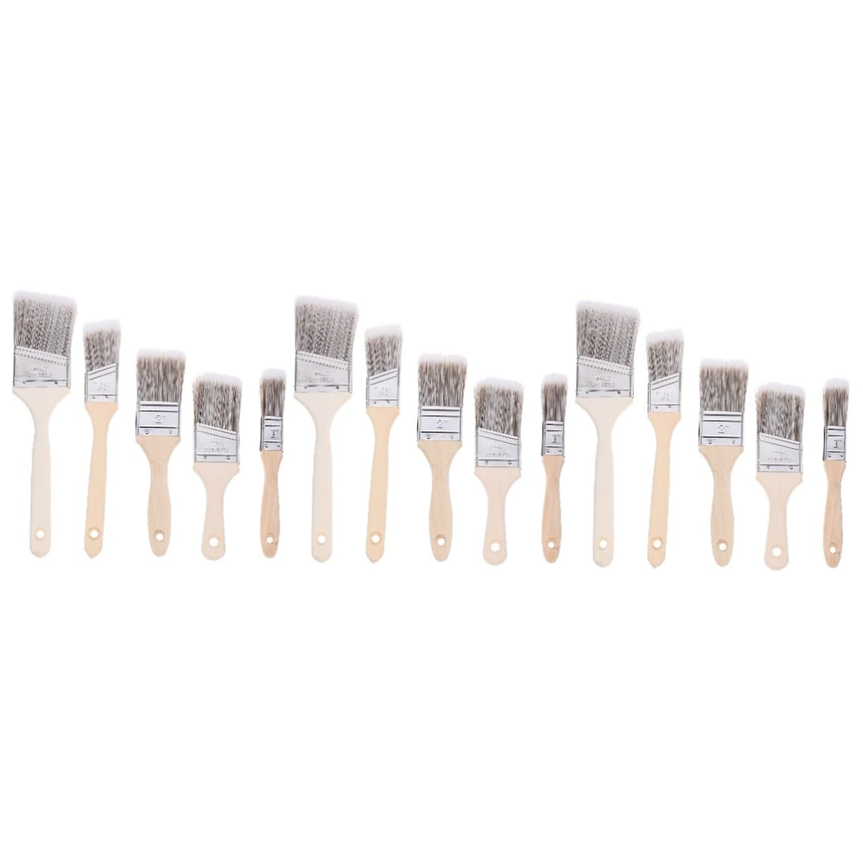 15 Piezas Brochas de Pintura Reutilizables con Mango de Madera Portátiles y Versátiles para Paredes y Detalles Hogar con Fibras Suaves para Acabado Uniforme y Precisión