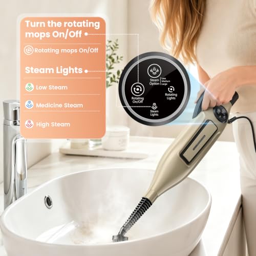 Image of DEVOAC VM6 Scrubbing Steam Mop with Rotating Mop Pads, 10 in 1 Steam Mop, Lightweight Spin Mop & 3 Steam Modes for Hard Floor Laminate Marble Floors (Auster)