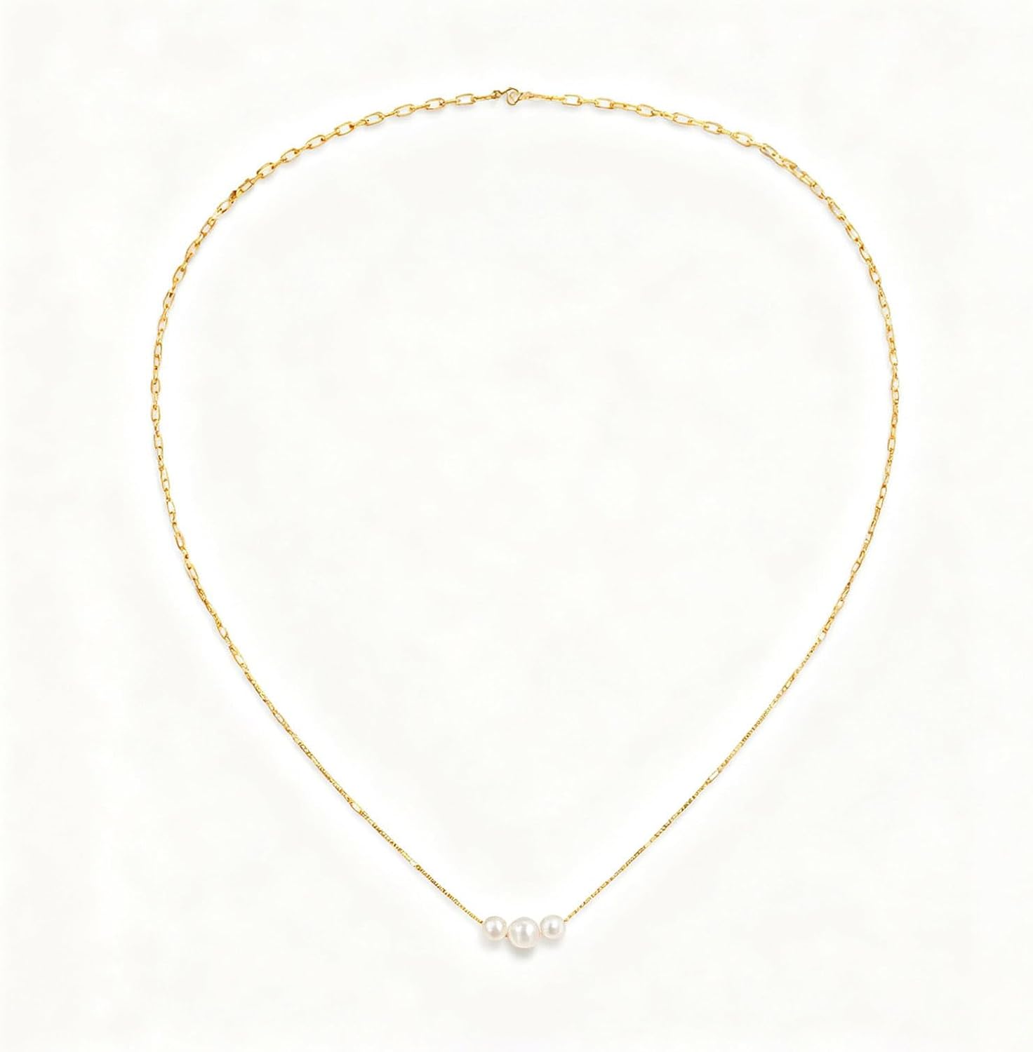 14K Gold Plated Freshwater Pearl Necklace for Women,Trendy Minimalist Single Strand Pearl Choker,Ideal Birthday Gift - Image 8