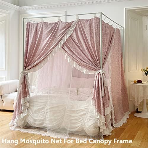 side view of canopy support on a bed