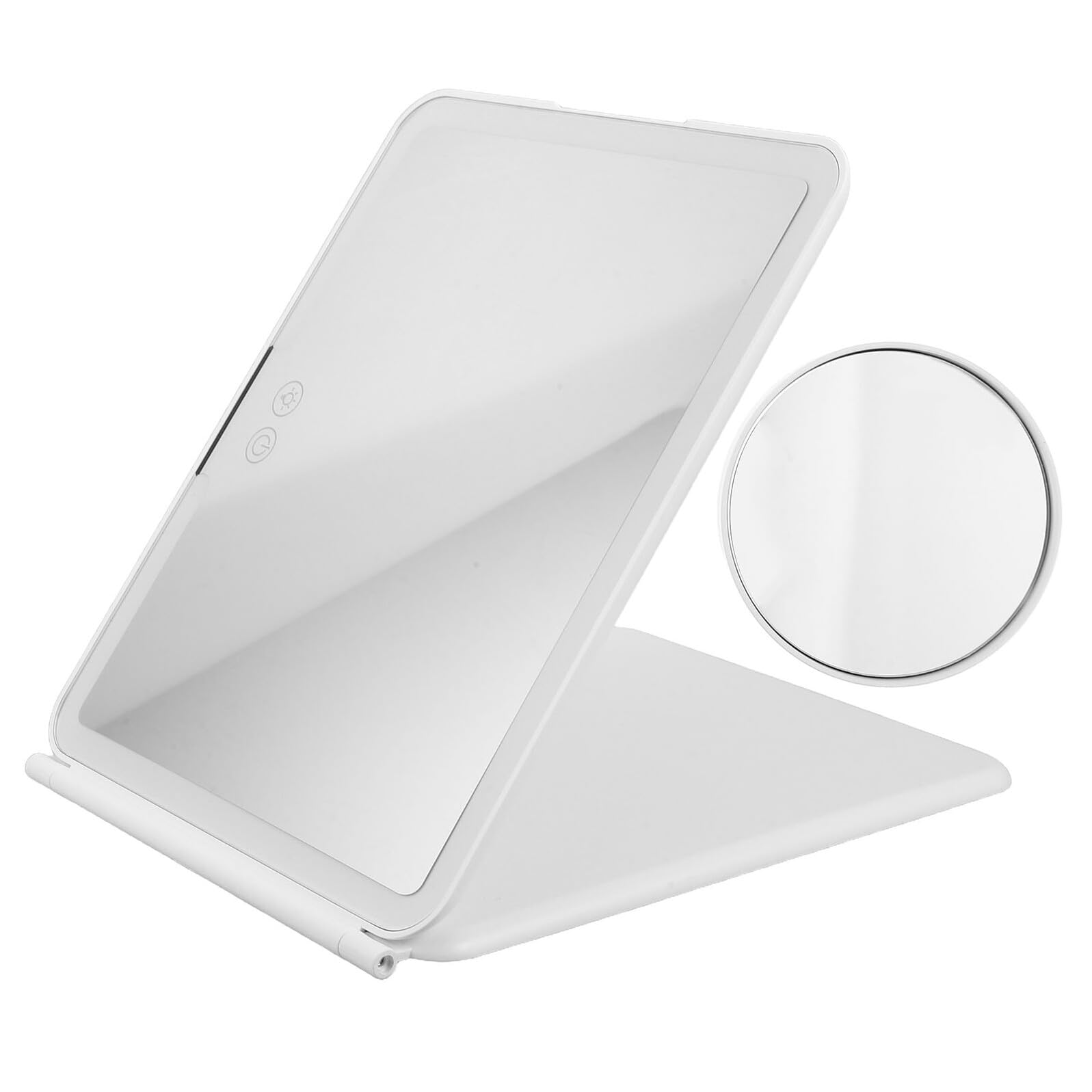Espejo de Maquillaje Iluminado LED Portátil con Luz Neutra, Batería 1500mah, Material Abs y Aluminio, Adecuado para Escritorio y Uso en Casa
