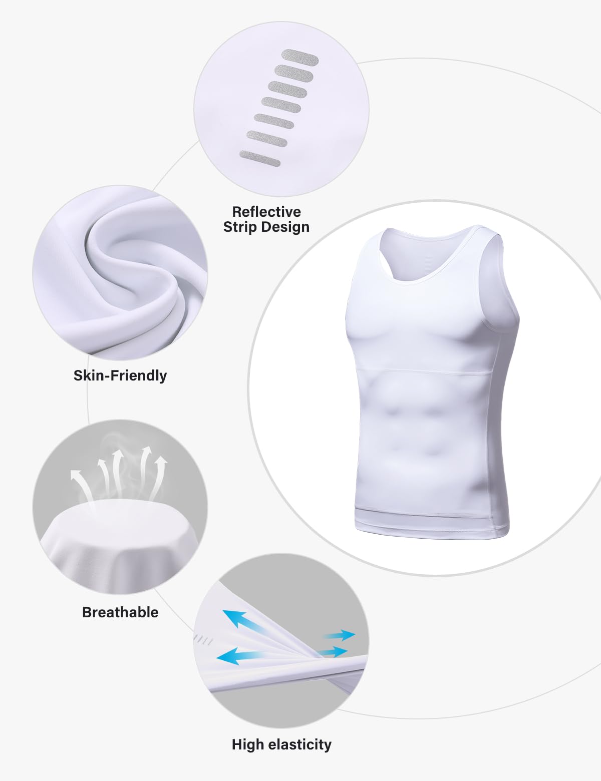 Męski podkoszulek kompresyjny z płaskim brzuchem - Body Shaper wyszczuplająca bielizna bez rękawów - koszulka modelująca