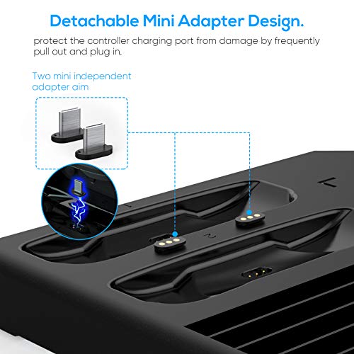 Cooling Charging Dock for Nintendo Switch Pro Controller and JoyCons with Cooling Fan, Multifunctional Storage Rack Charging Stand for Nintendo Switch Accessories and Accessories Headphone Storage - Thumbnail 5